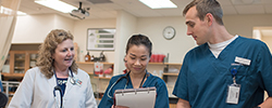 Nursing students in sim lab