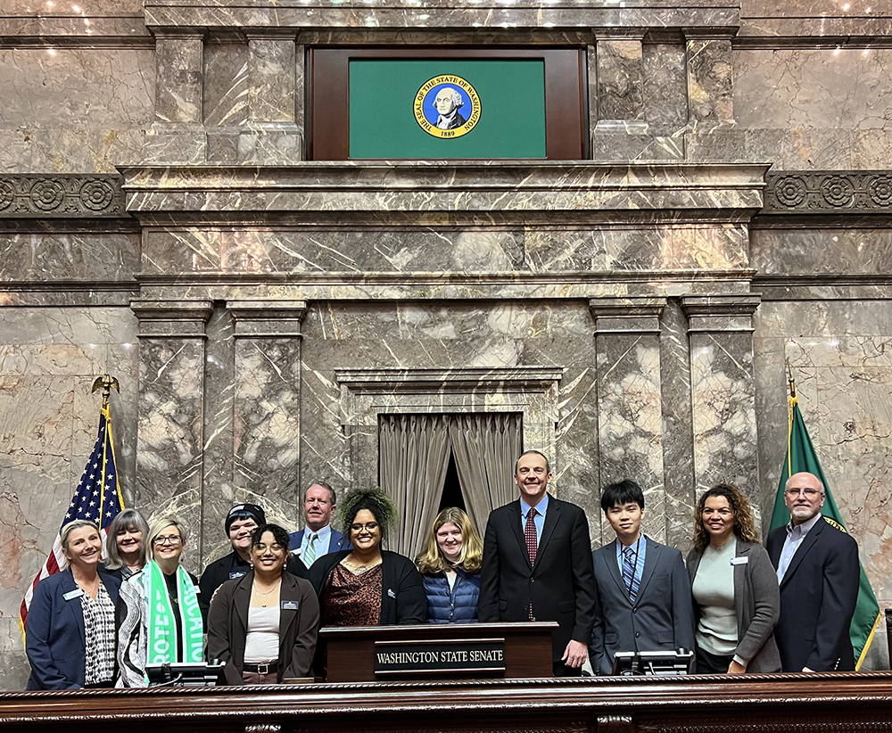 Representatives from Spokane Community Colleges at the Senate rostrum