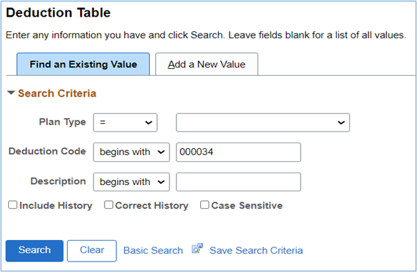 Deduction table