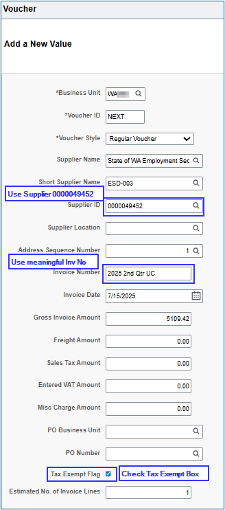 quick invoice add new value