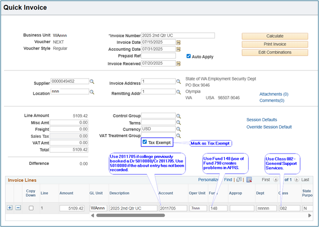 quick invoice detail