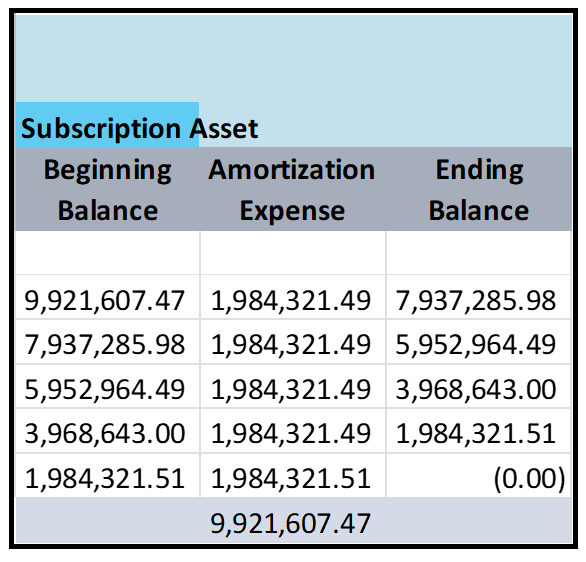 SBITA Amortization asset screen